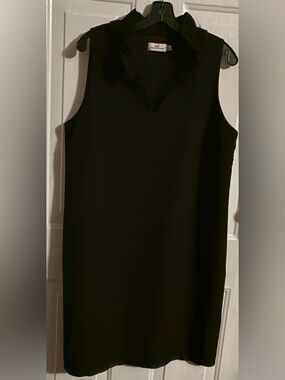 Vineyard Vines Black Sleeveless V-Neck Ruffle Collar Tunic 14